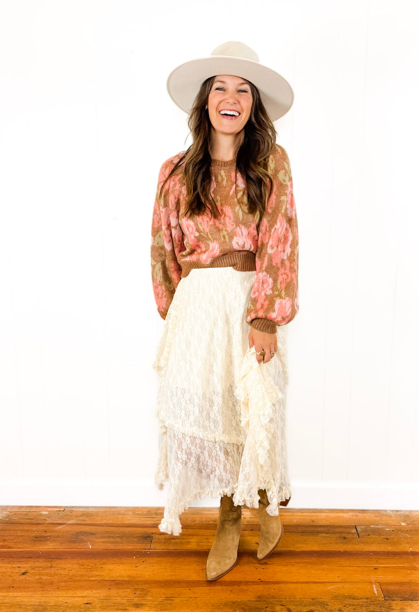 Thevirgins flower cotton lace skirt