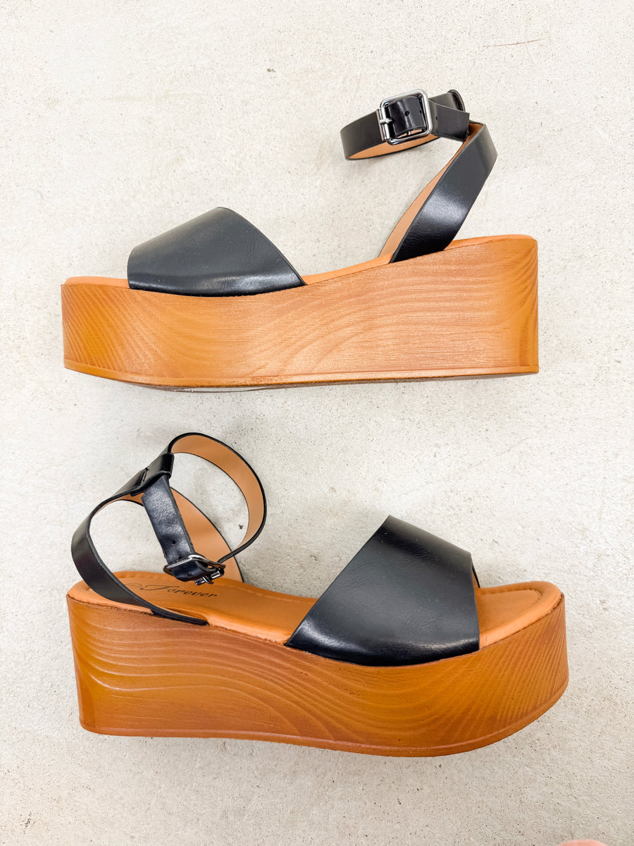 Solace Wedge Sandal ((Black)) – Flower Wild