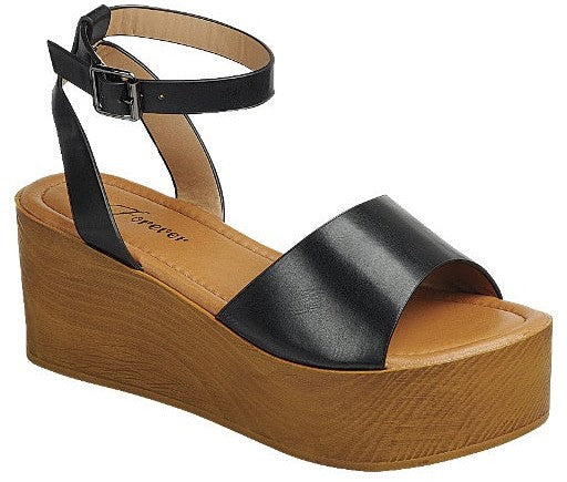 Solace Wedge Sandal ((Black)) – Flower Wild