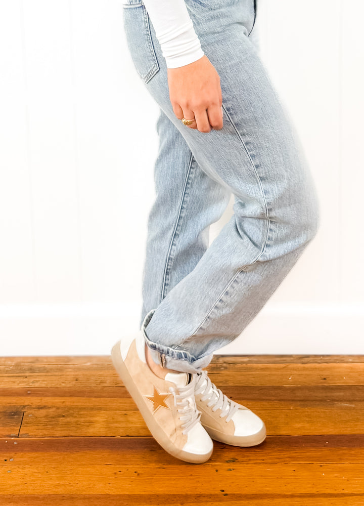 
                  
                    Beige Gold Star Sneaker
                  
                