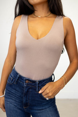 
                  
                    Cloud Tank Bodysuit ((Taupe))
                  
                