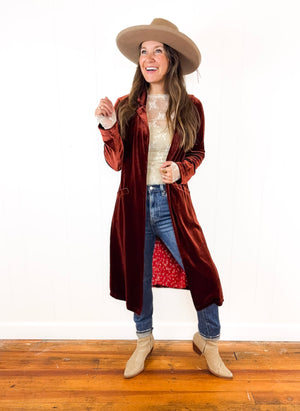 
                  
                    Amber Velvet Blazer Duster
                  
                