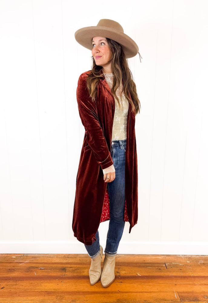 
                  
                    Amber Velvet Blazer Duster
                  
                