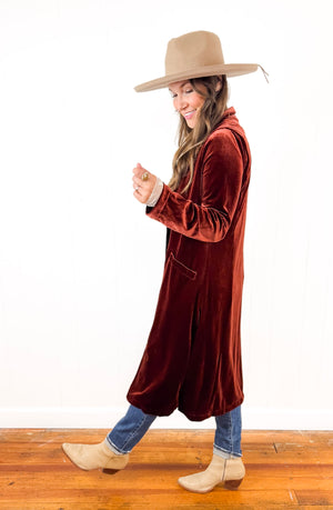 
                  
                    Amber Velvet Blazer Duster
                  
                