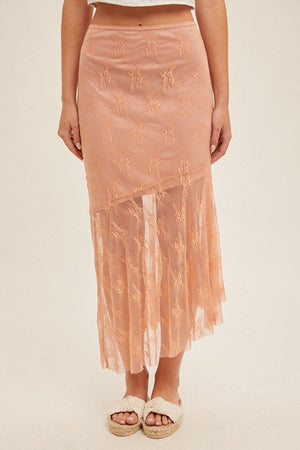 
                  
                    Lace Midi Skirt - Peach
                  
                