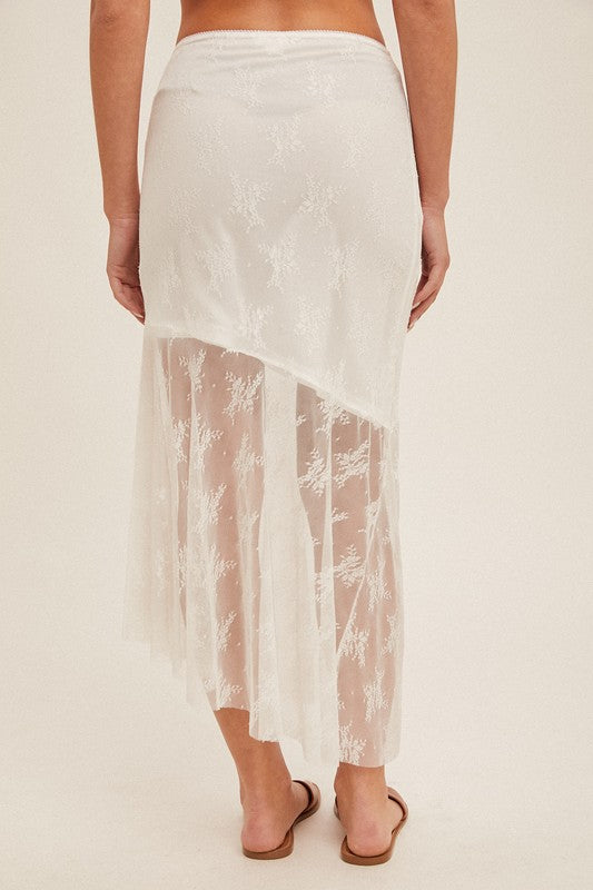 
                  
                    Lace Midi Skirt - White
                  
                