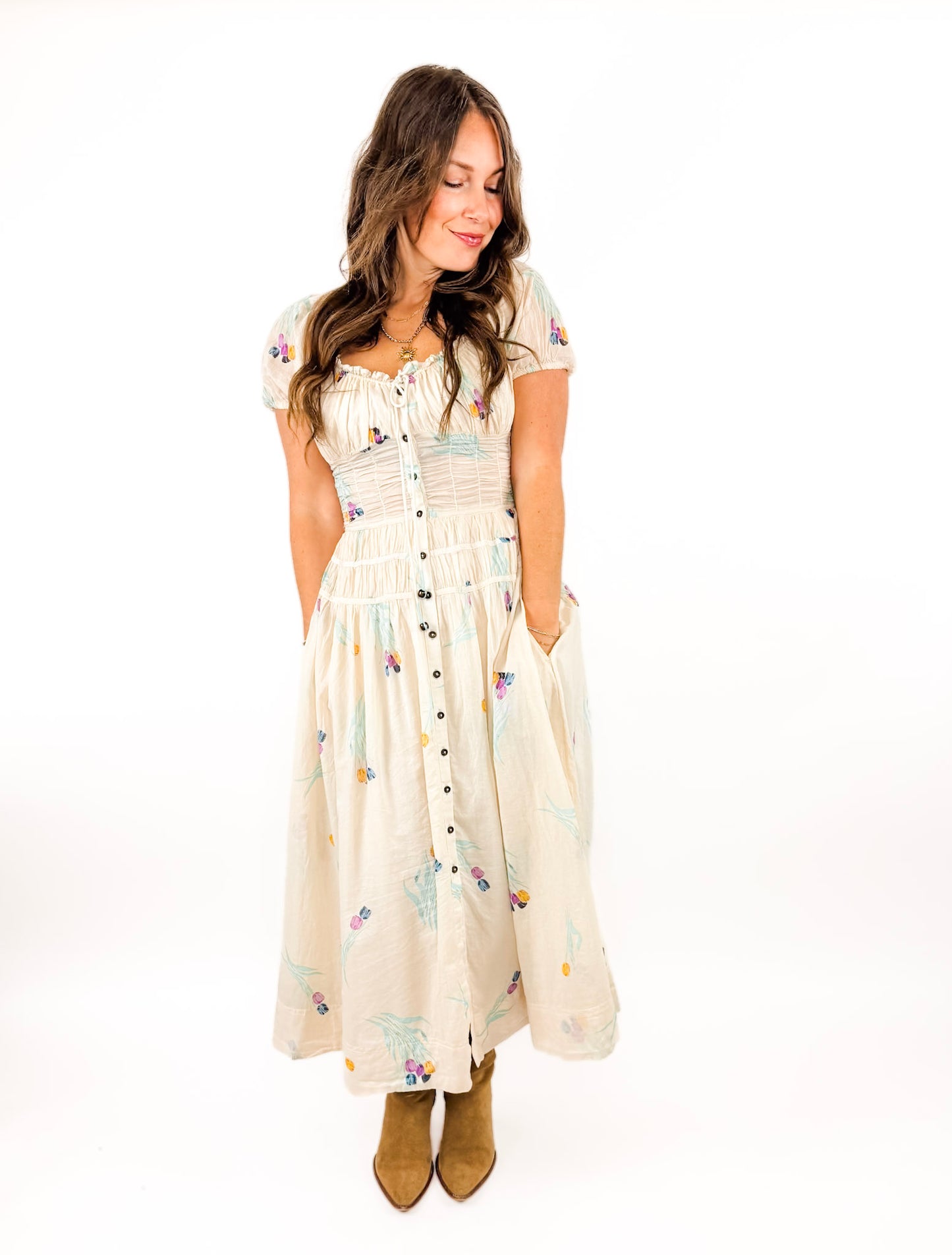 all things me midi dress FEELIN MYSELF LACE CUTOUT MIDI DRESS AKIRA
