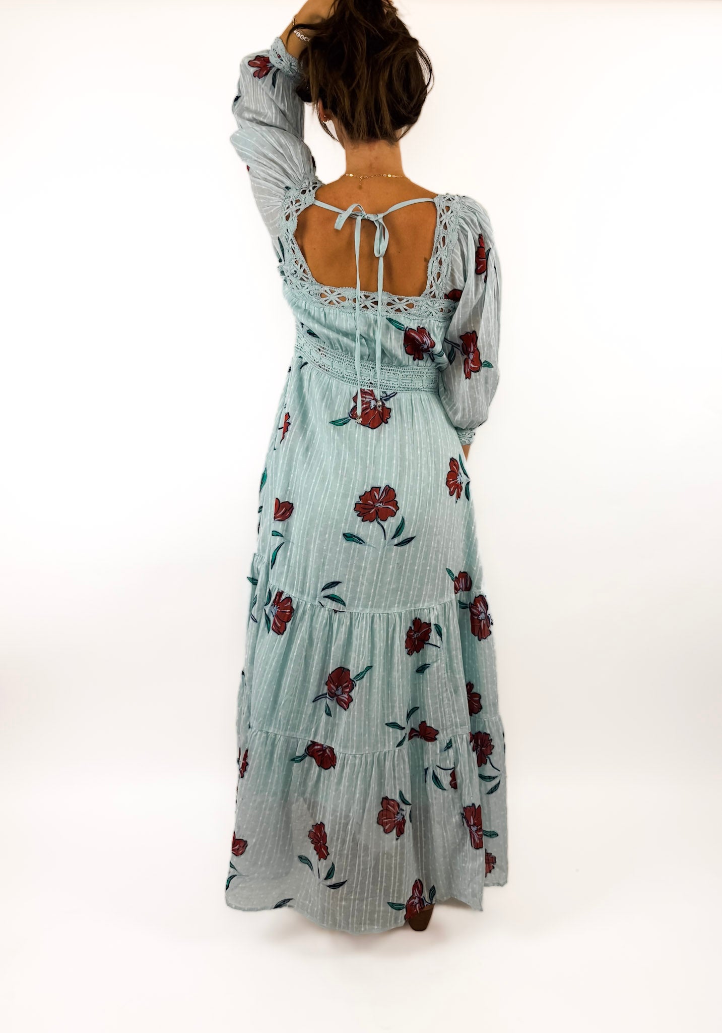 Women's Free People Morning Meadows Maxi Dress Large Pastel Blue Combo Women's Free People Morning Meadows Maxi Dress Large Pastel Blue Combo