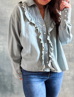 
                  
                    Ruffled Chambray Blouse
                  
                