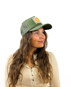 
                  
                    Granny Square Trucker Hat (Olive)
                  
                