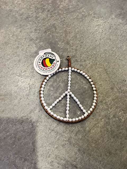 Peace Sign Round Bead Ornament