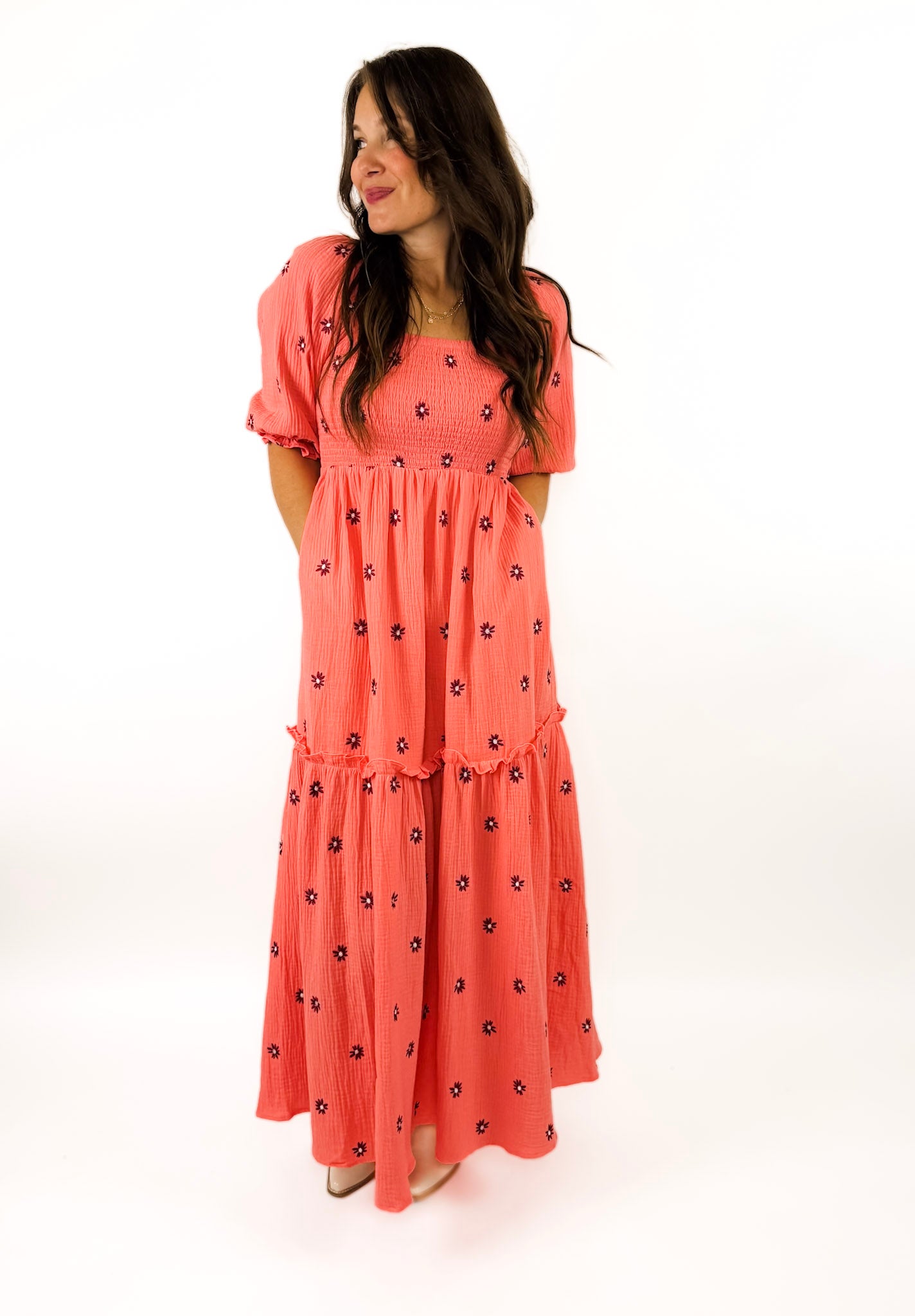 Daisy Dress (Coral) Flower Wild Daisy Dress (Coral) Flower Wild