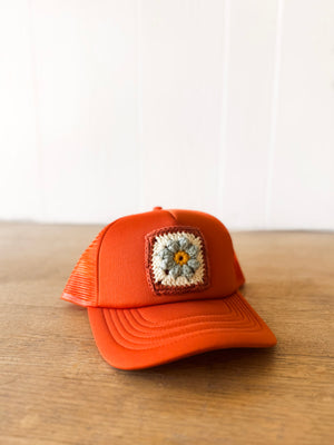 
                  
                    Granny Square Trucker Hat (Orange)
                  
                