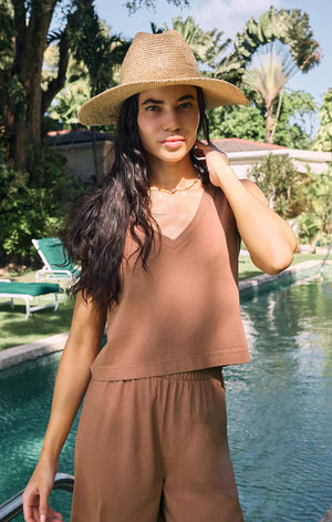 
                  
                    Sloane V-neck Tank - Teakwood
                  
                