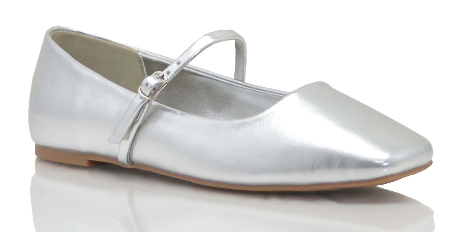 Mary Jane Ballet Flat ((Silver)) 6 Mary Jane Ballet Flat ((Silver)) 6