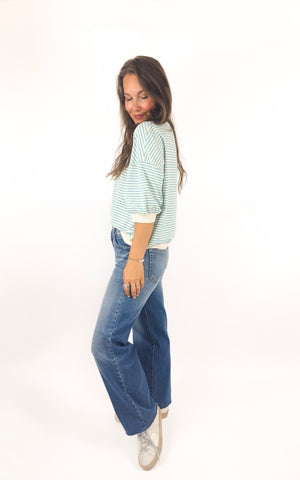
                  
                    Weekend Stripe Tee (Sky)
                  
                