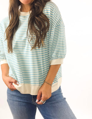 
                  
                    Weekend Stripe Tee (Sky)
                  
                