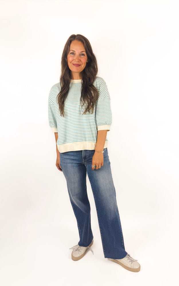 
                  
                    Weekend Stripe Tee (Sky)
                  
                
