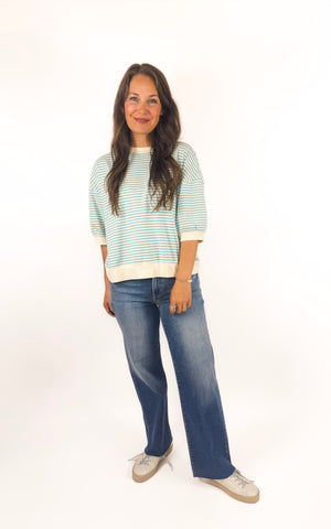 
                  
                    Weekend Stripe Tee (Sky)
                  
                