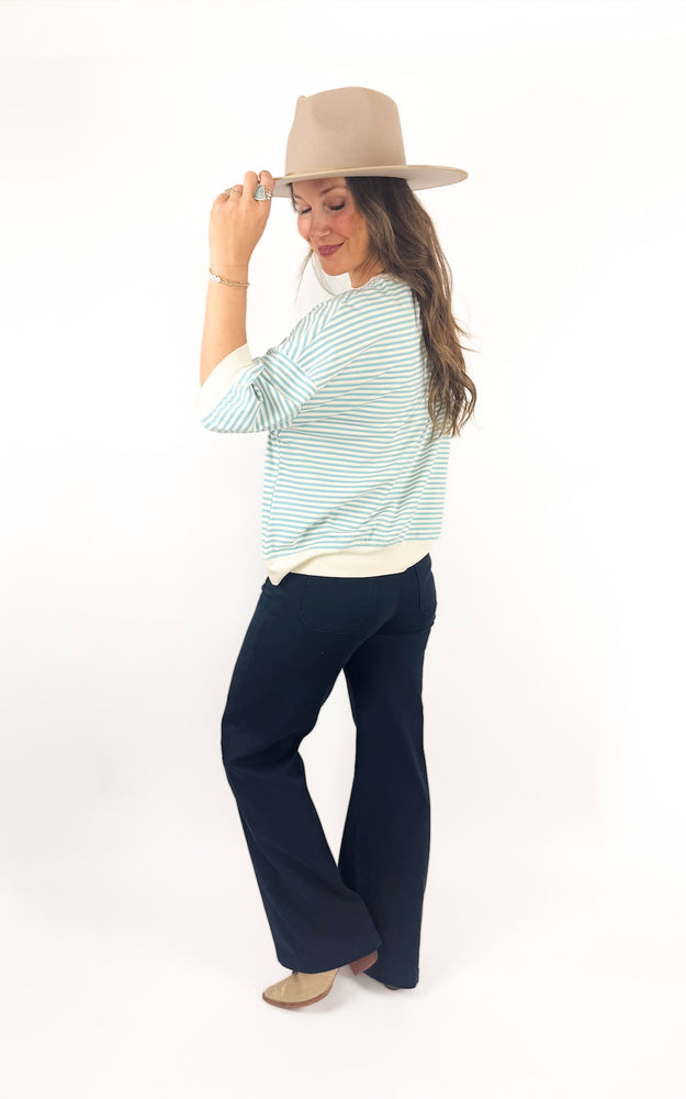 
                  
                    Weekend Stripe Tee (Sky)
                  
                
