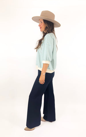 
                  
                    Weekend Stripe Tee (Sky)
                  
                