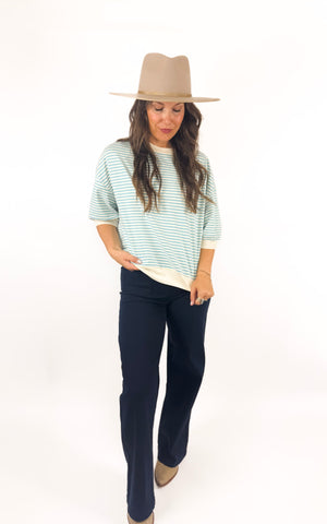 
                  
                    Weekend Stripe Tee (Sky)
                  
                