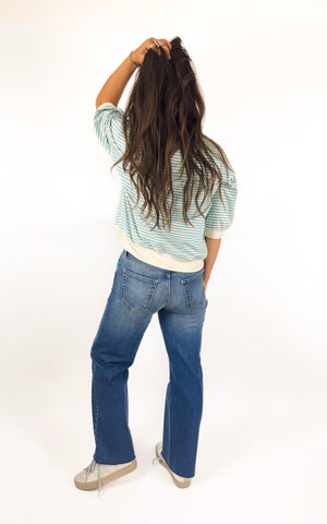 
                  
                    Weekend Stripe Tee (Sky)
                  
                