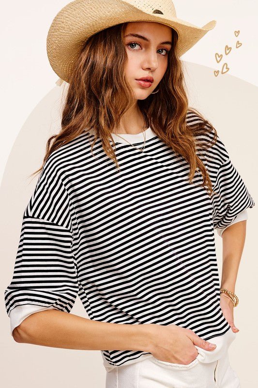 
                  
                    Weekend Stripe Tee (Black)
                  
                