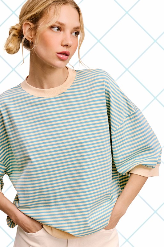 
                  
                    Weekend Stripe Tee (Sky)
                  
                