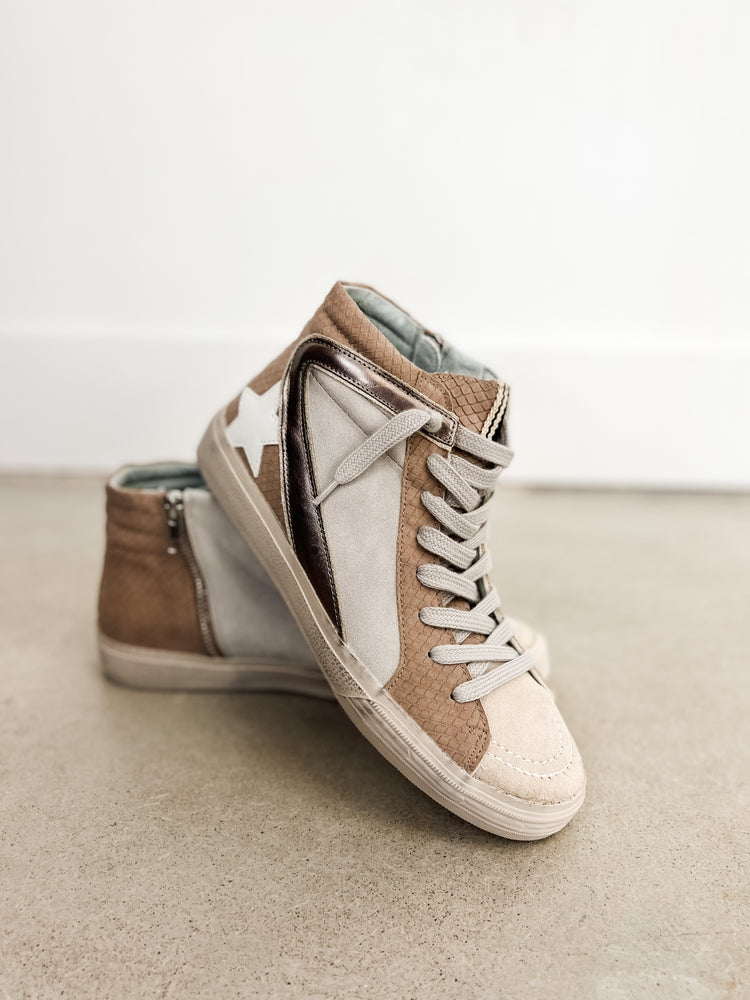 
                  
                    Roxanne Taupe High-Top Sneaker
                  
                