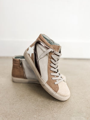 
                  
                    Roxanne Taupe High-Top Sneaker
                  
                