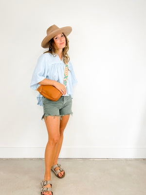 
                  
                    Courtney Crossbody ((tan + turquoise boho strap))
                  
                